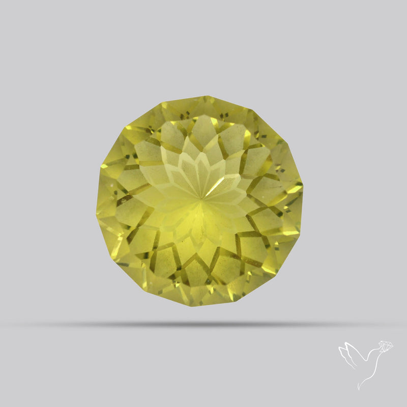 Olive Quartz Intaglio Reverse Carving Fantasy Cut Faceted