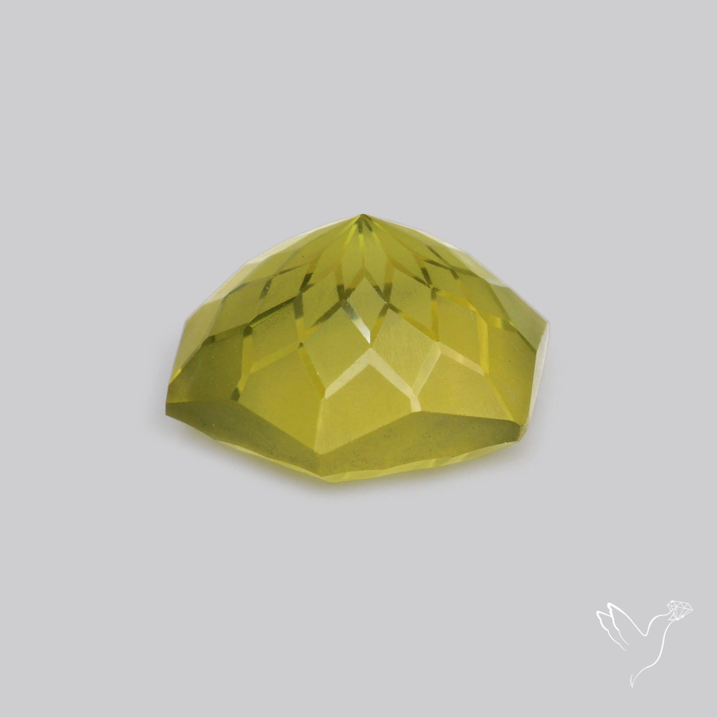 Olive Quartz Intaglio Reverse Carving Fantasy Cut Faceted