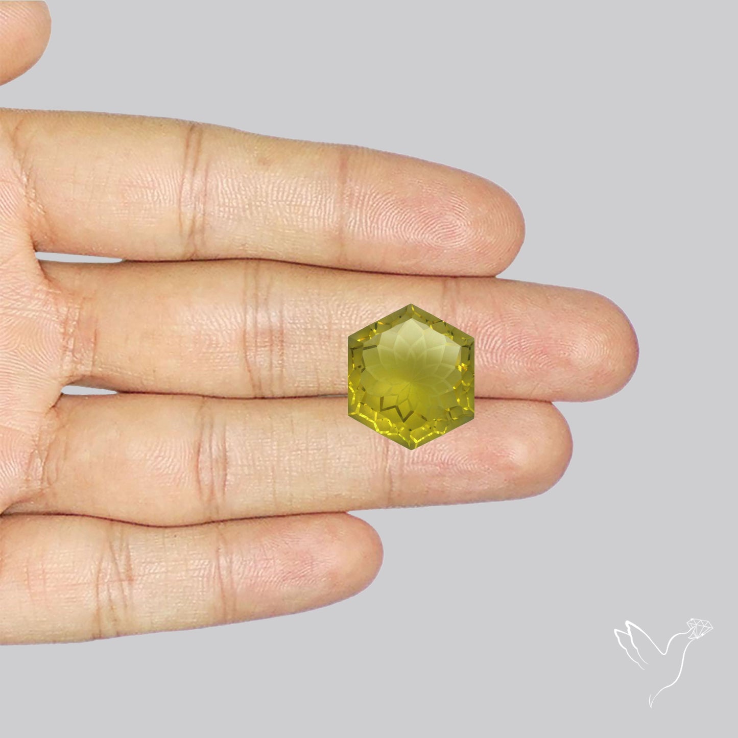 Olive Quartz Intaglio Reverse Carving Fantasy Cut Faceted