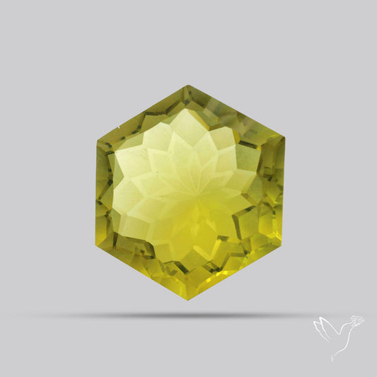 Olive Quartz Intaglio Reverse Carving Fantasy Cut Faceted