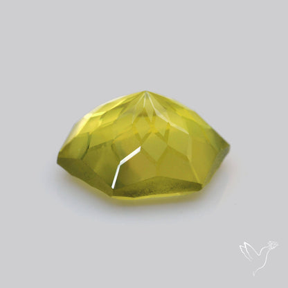 Olive Quartz Intaglio Reverse Carving Fantasy Cut Faceted