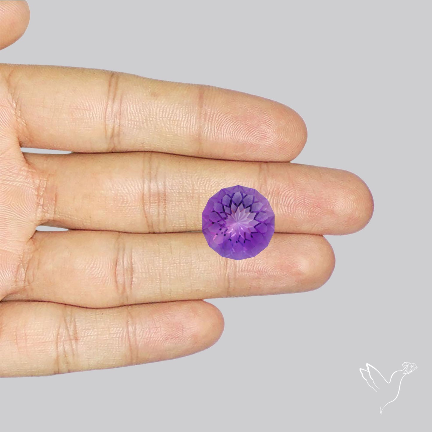 Amethyst Intaglio Reverse Carving Fantasy Cut Faceted