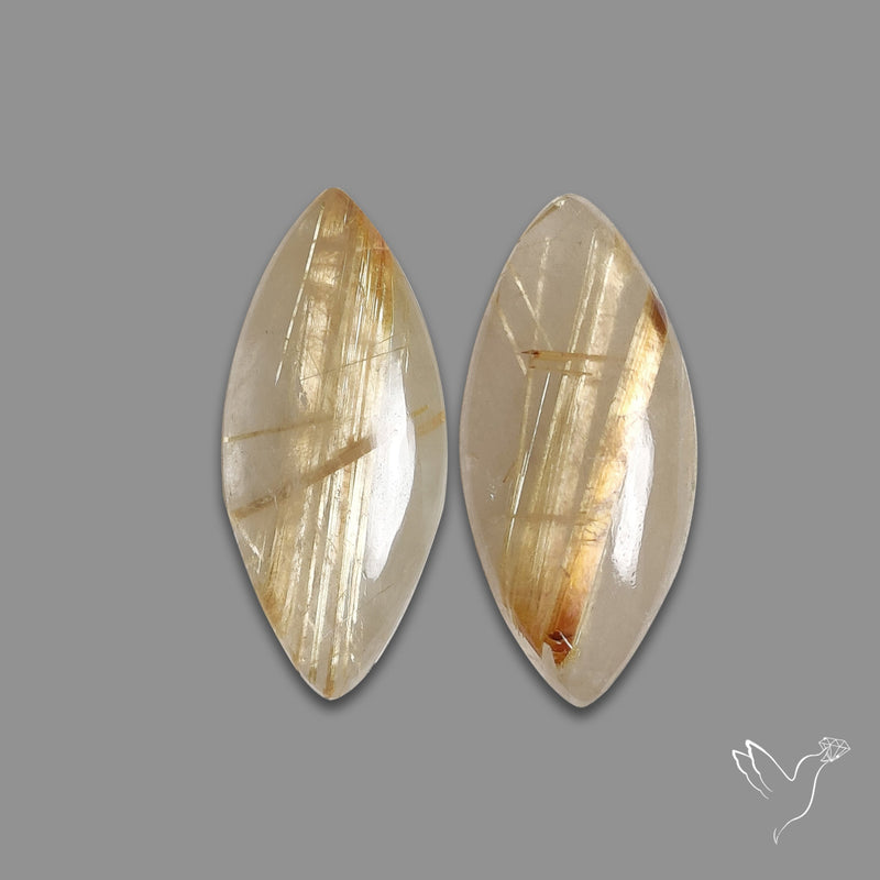 Golden Rutilated Quartz Pair