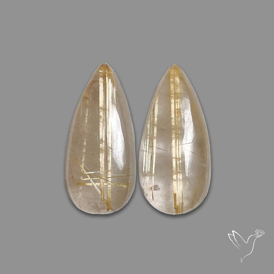 Golden Rutilated Quartz Pair