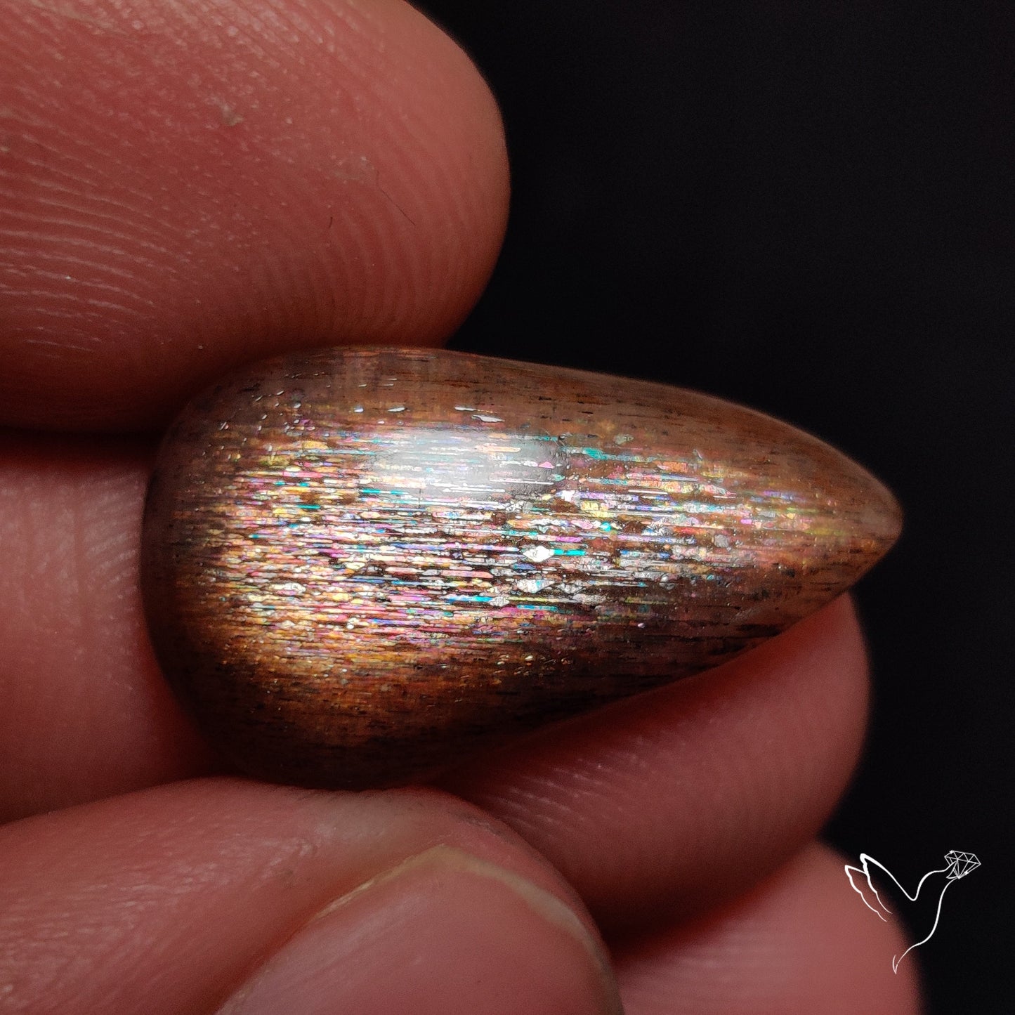 Rainbow Meteor Shower Sunstone Cabochon