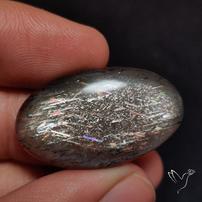 Rainbow Lattice Sunstone Cabochon Meteor Shower