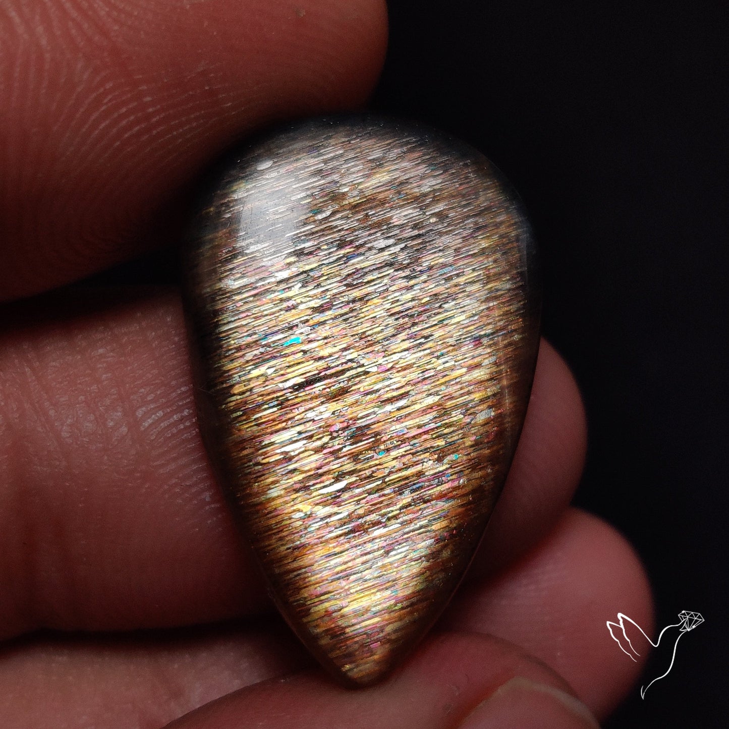 Rainbow Meteor Shower Sunstone Cabochon