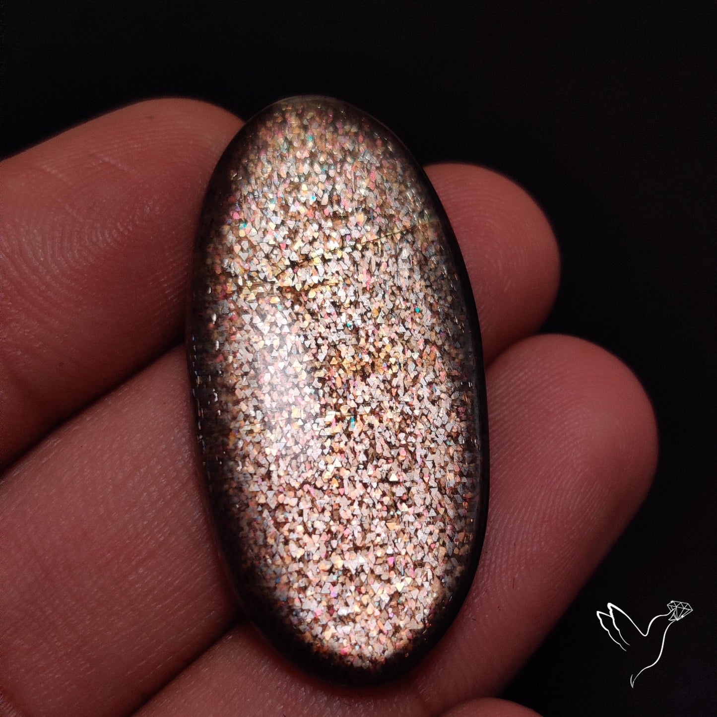Rainbow Meteor Shower Sunstone Cabochon