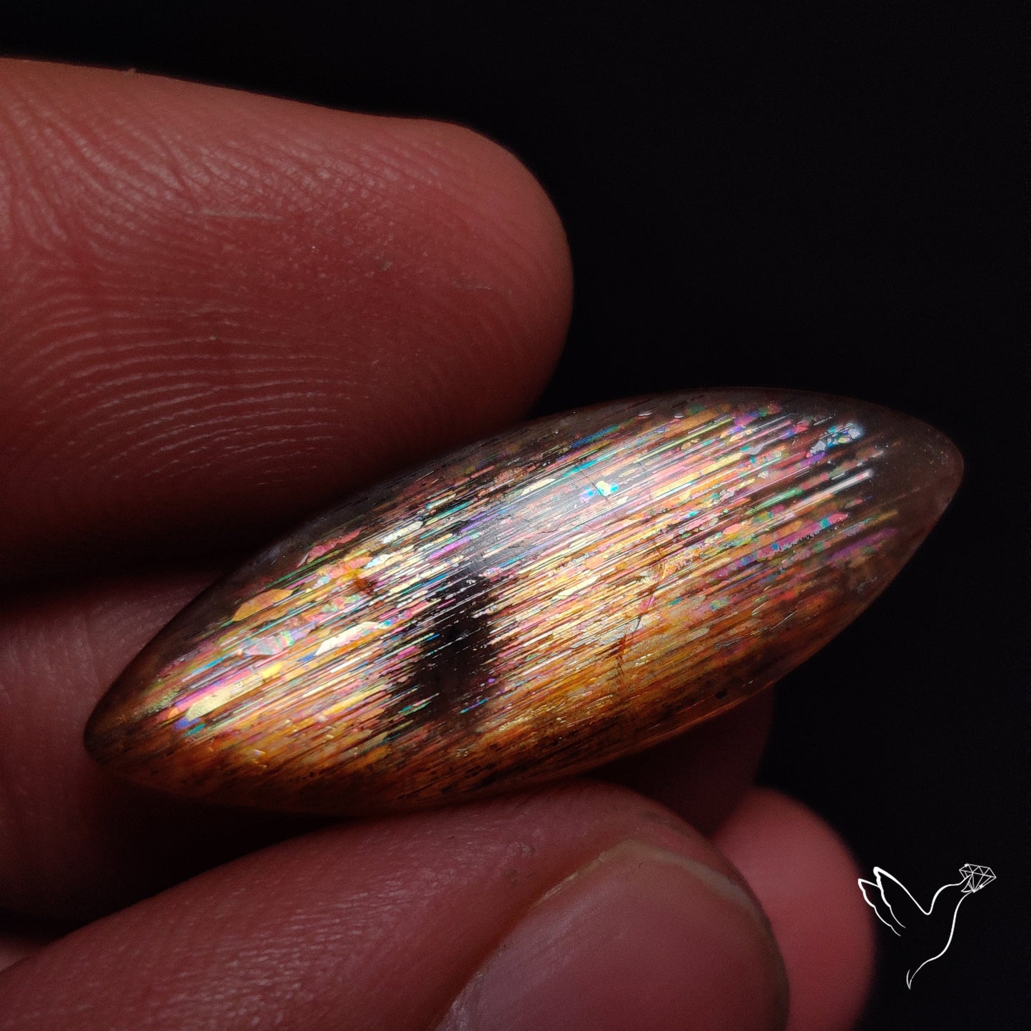 Rainbow Meteor Shower Sunstone Cabochon