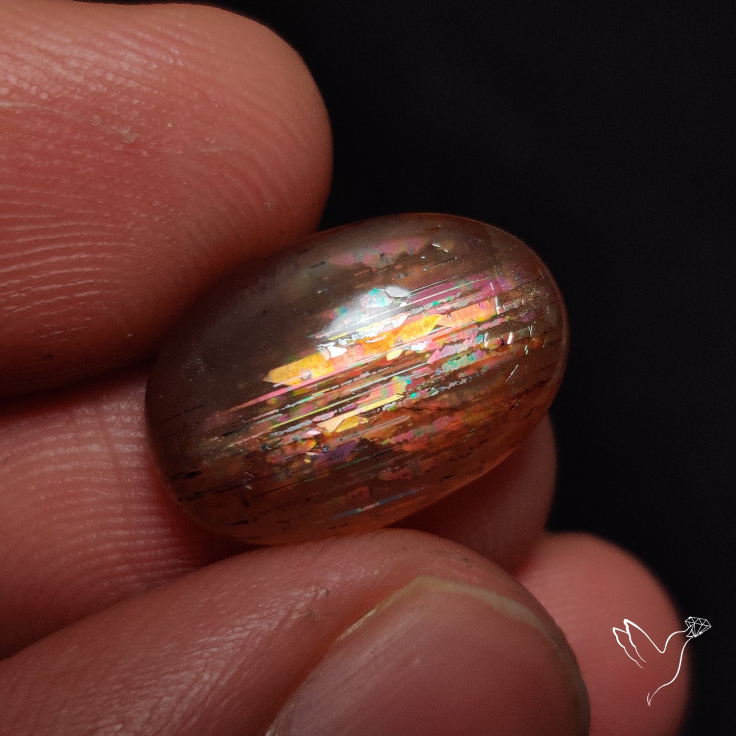 Rainbow Meteor Shower Sunstone Cabochon