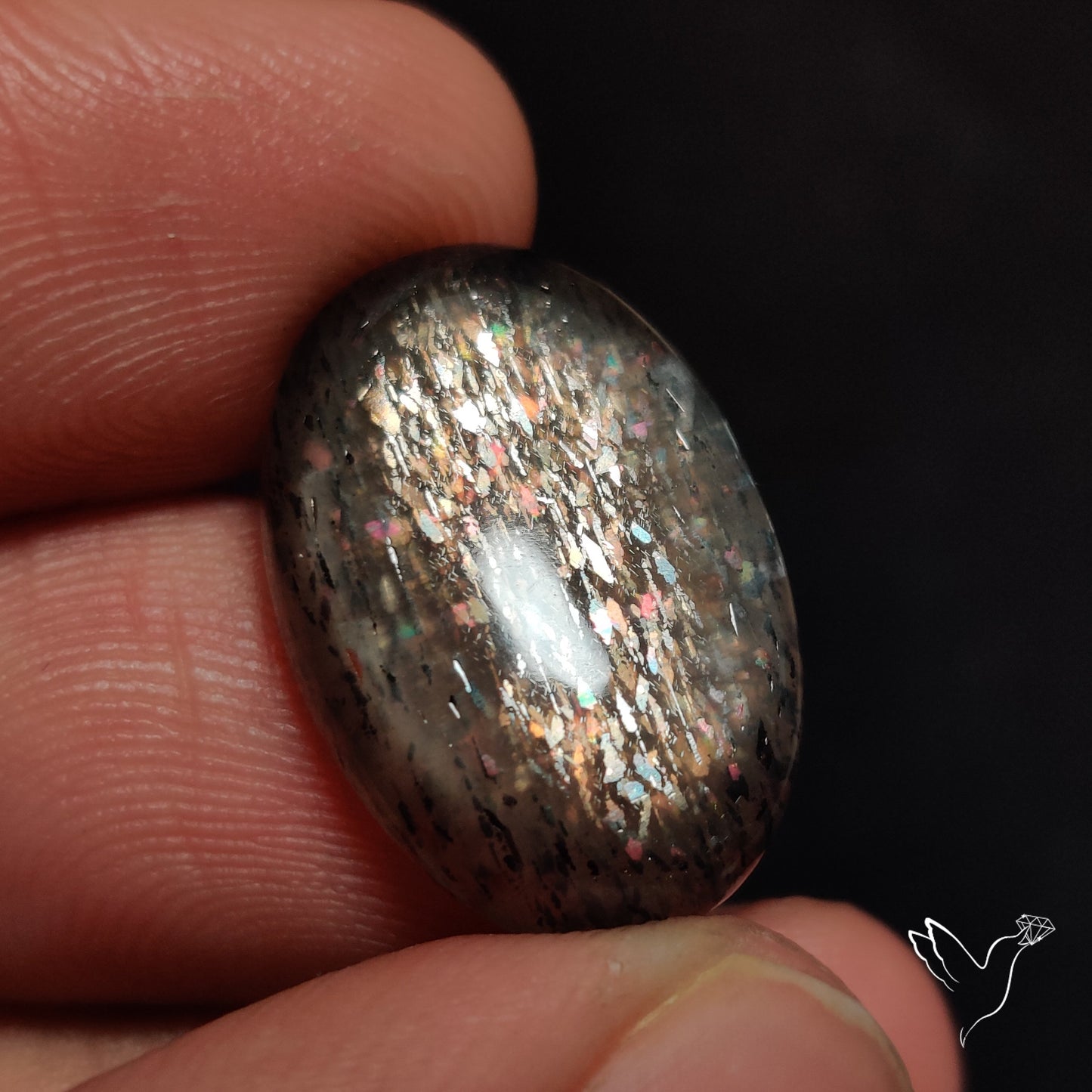 Rainbow Meteor Shower Sunstone Cabochon