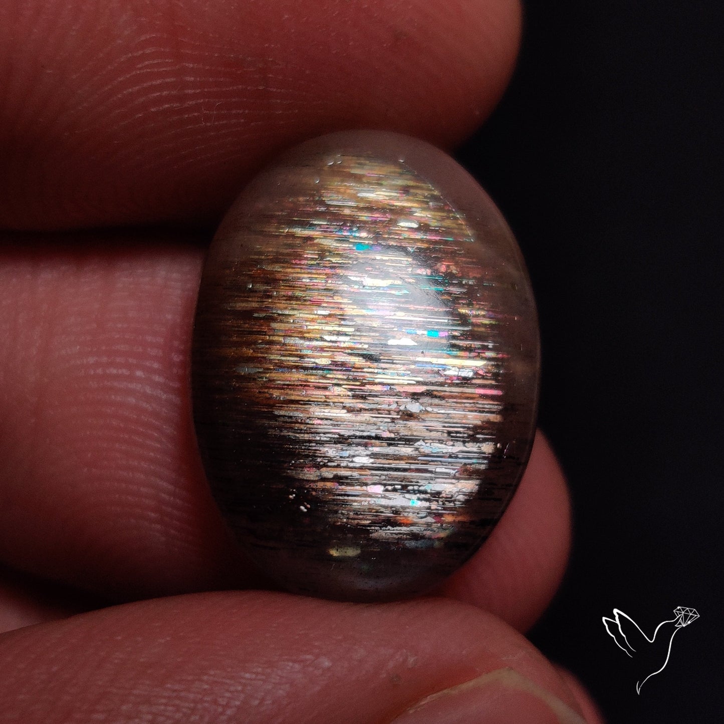 Rainbow Meteor Shower Sunstone Cabochon