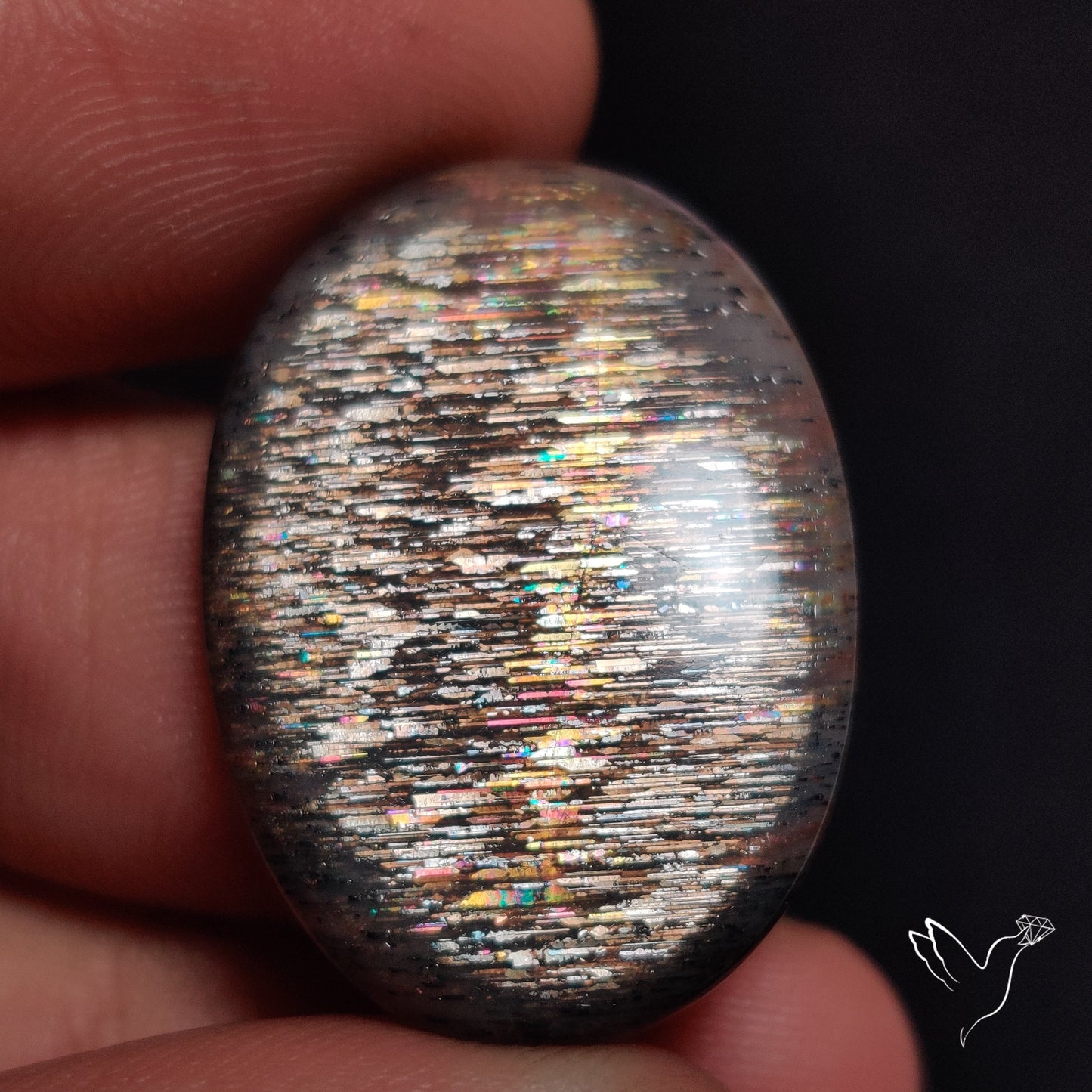 Rainbow Meteor Shower Sunstone Cabochon