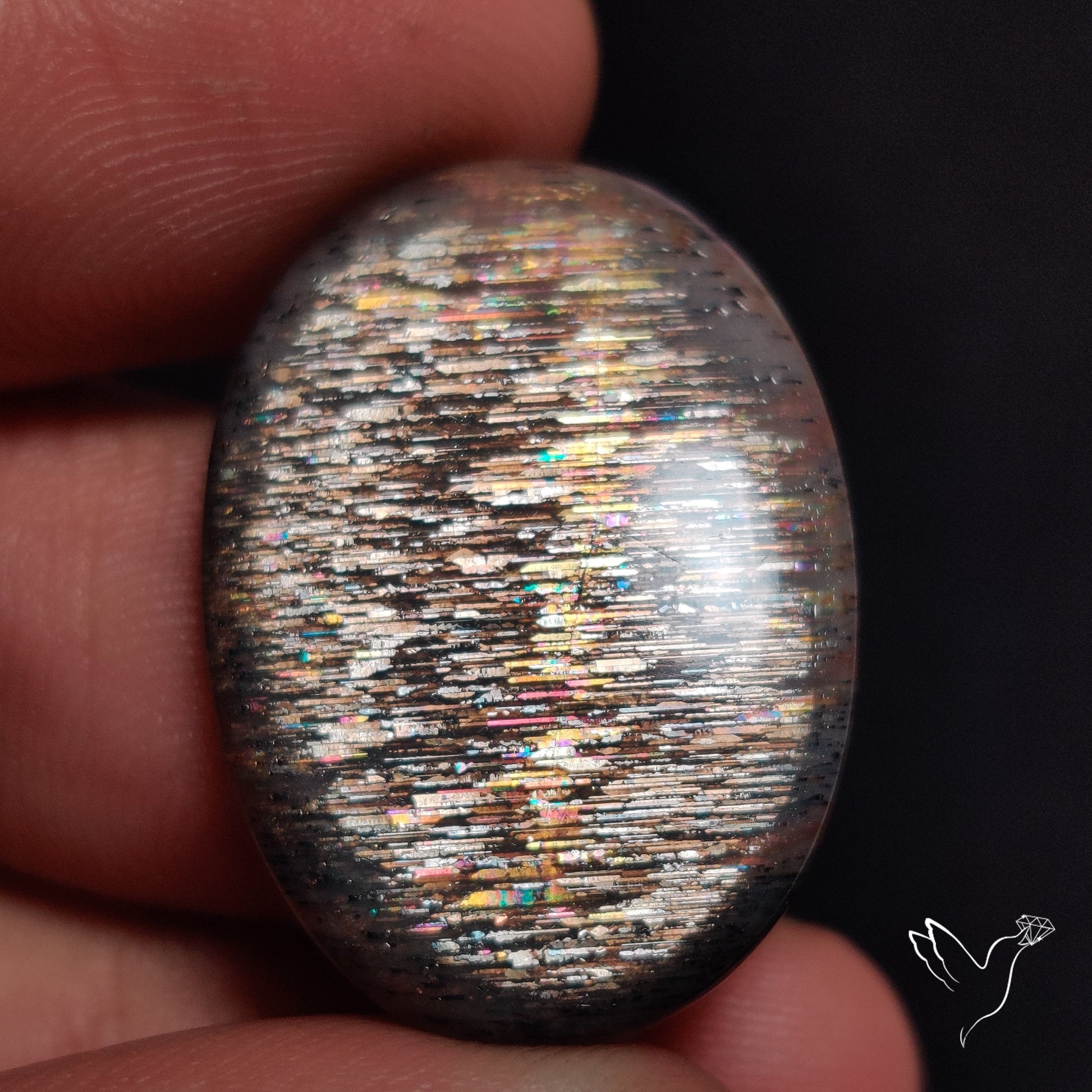 Rainbow Meteor Shower Sunstone Cabochon