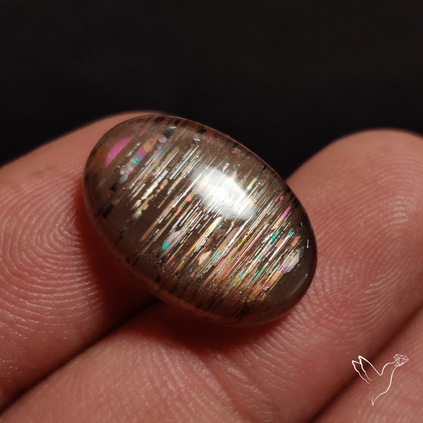 Rainbow Meteor Shower Sunstone Cabochon