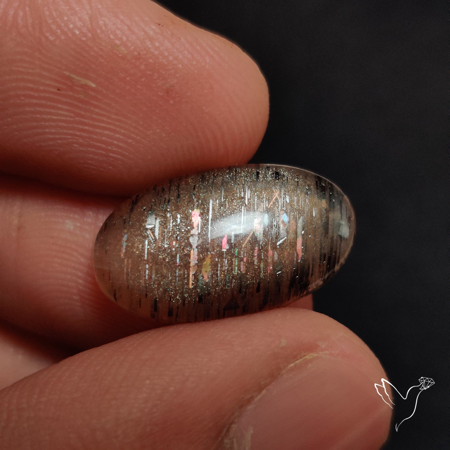 Rainbow Meteor Shower Sunstone Cabochon