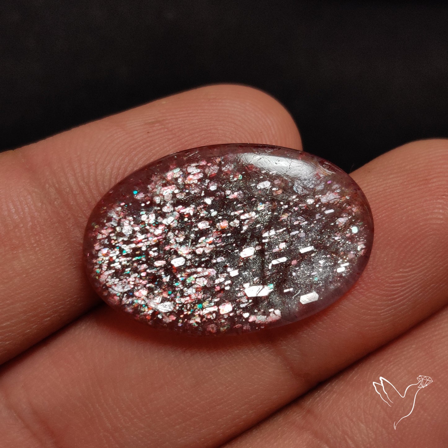 Confetti Bloodshot Iolite Sunstone Cabochon