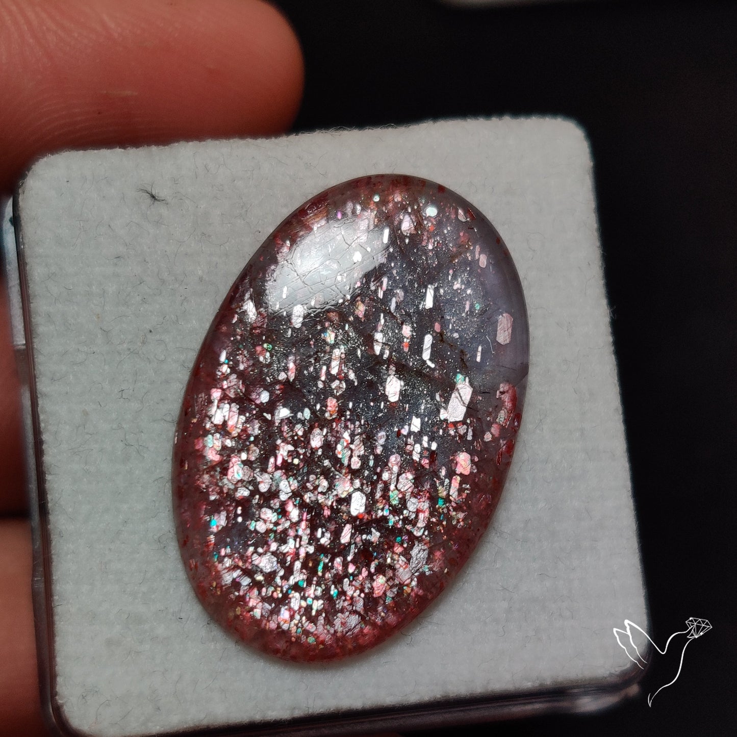 Confetti Bloodshot Iolite Sunstone Cabochon