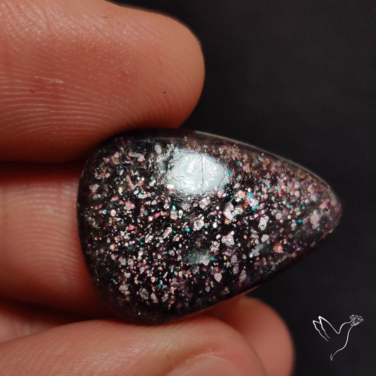 Confetti Bloodshot Iolite Sunstone Cabochon