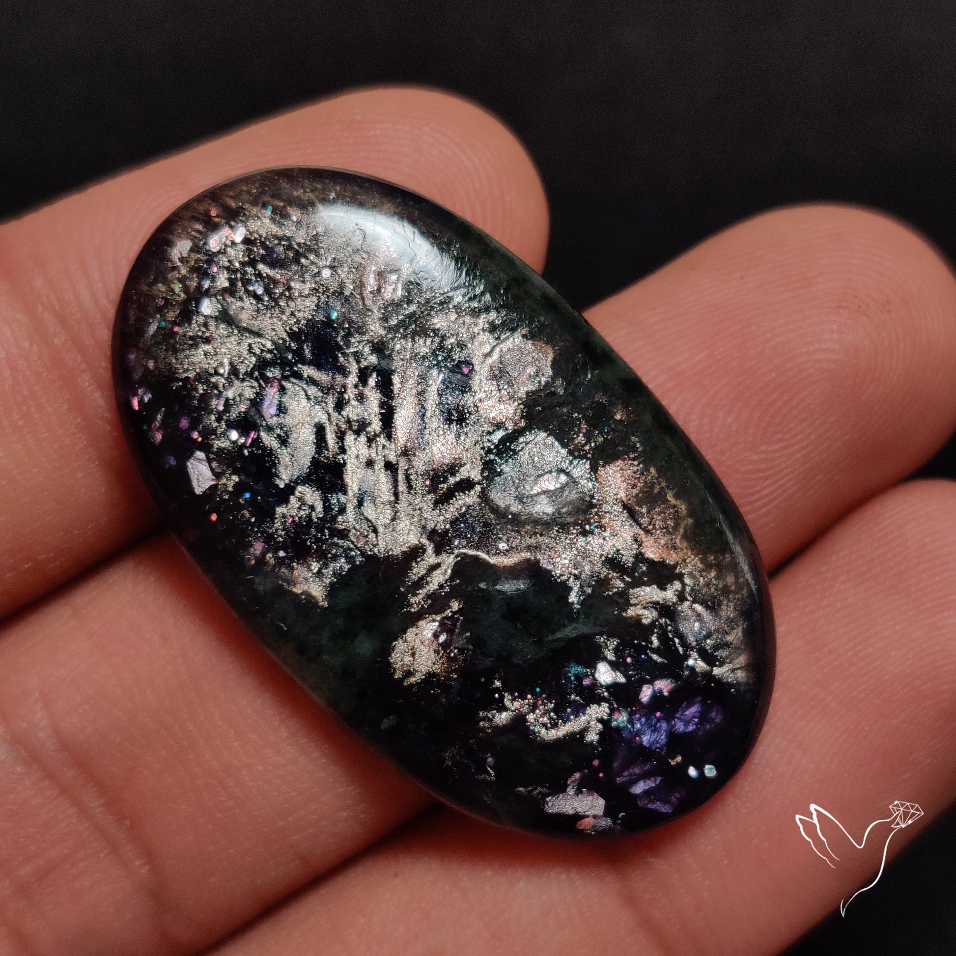 Confetti Bloodshot Iolite Sunstone Cabochon