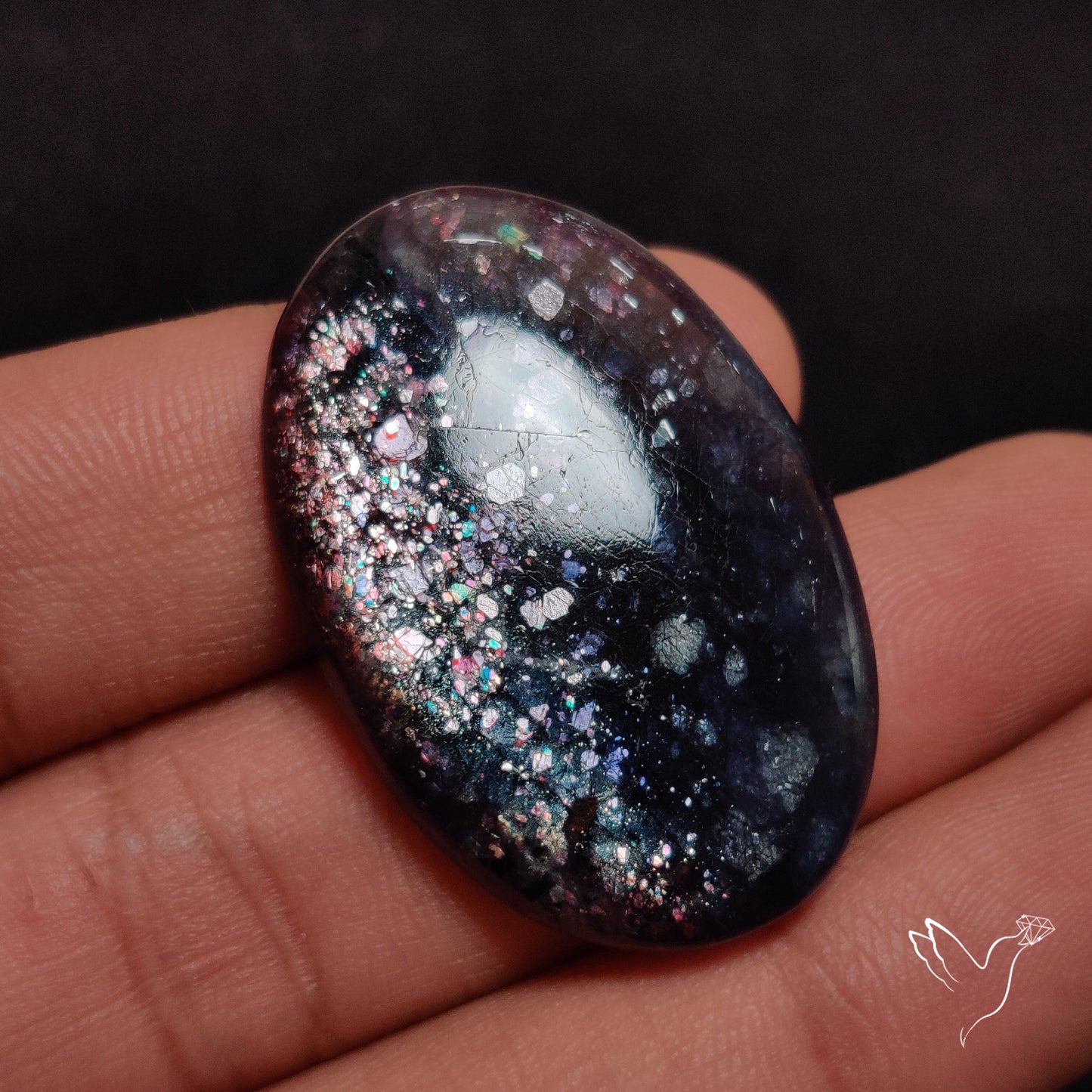 Confetti Bloodshot Iolite Sunstone Cabochon