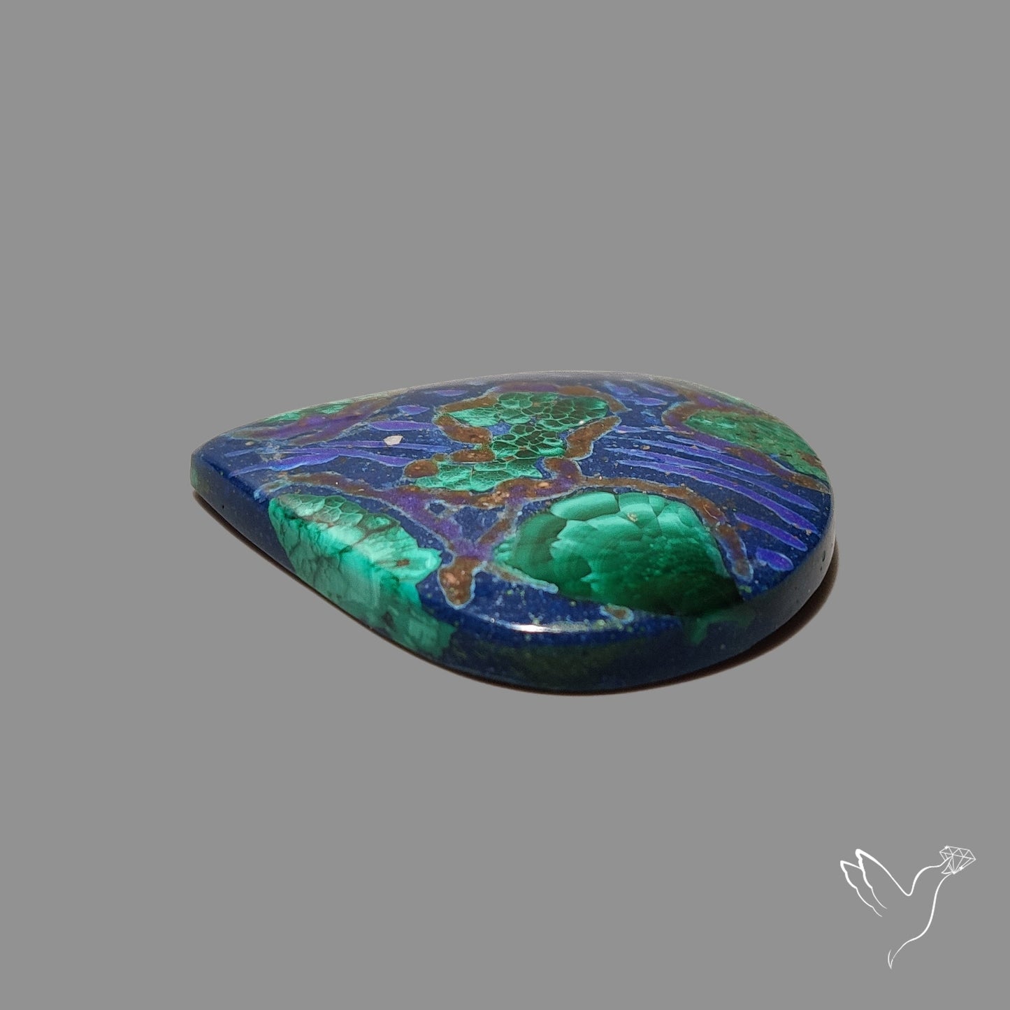 Malachite with Lapis Inlay Cabochon