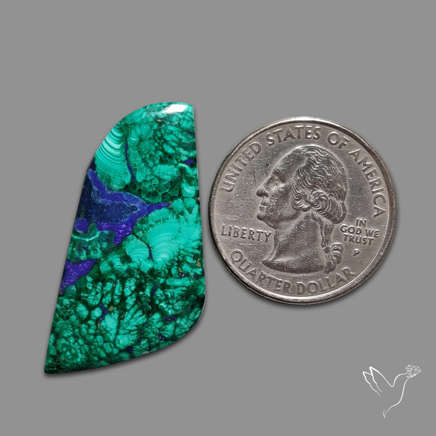 Malachite with Lapis Inlay Cabochon