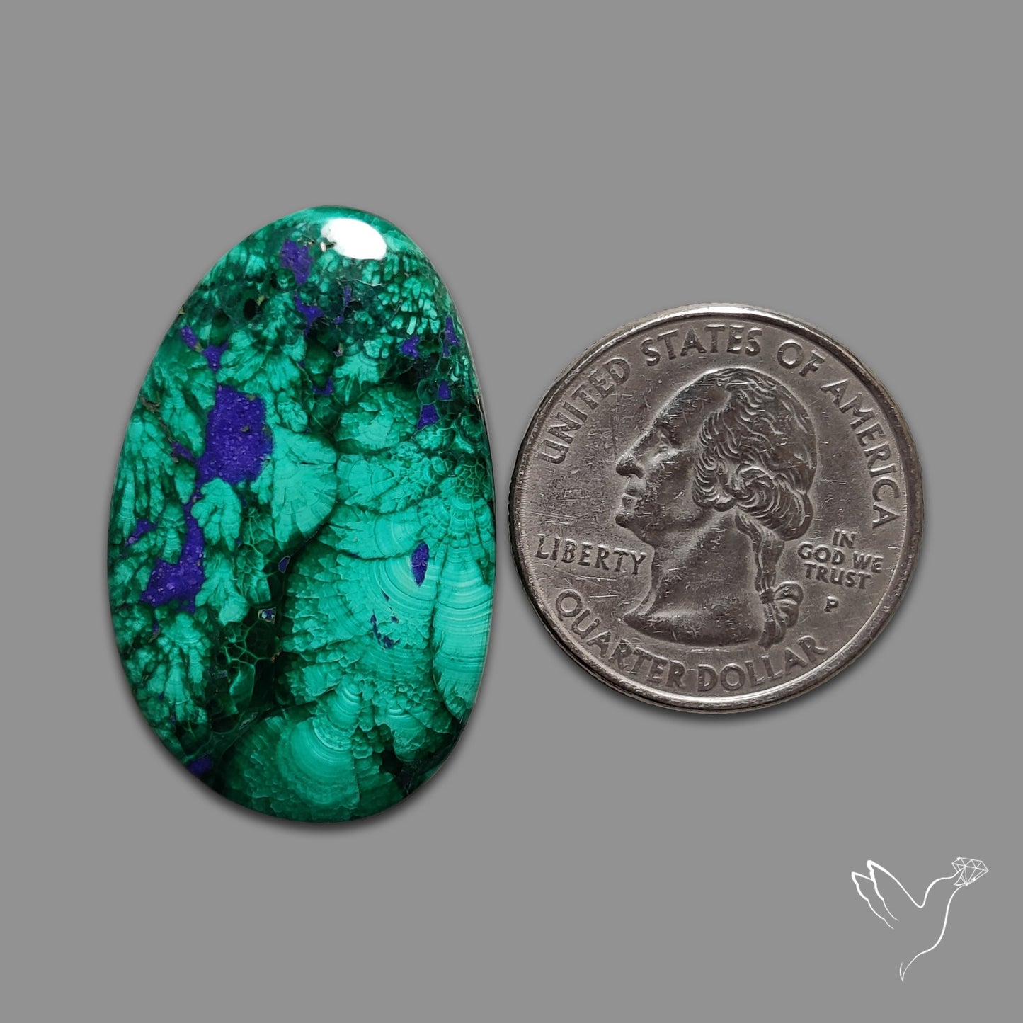 Malachite with Lapis Inlay Cabochon