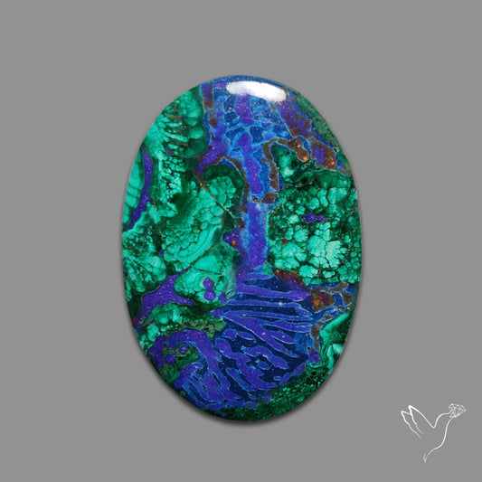 Malachite with Lapis Inlay Cabochon