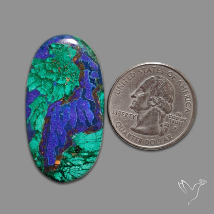 Malachite with Lapis Inlay Cabochon