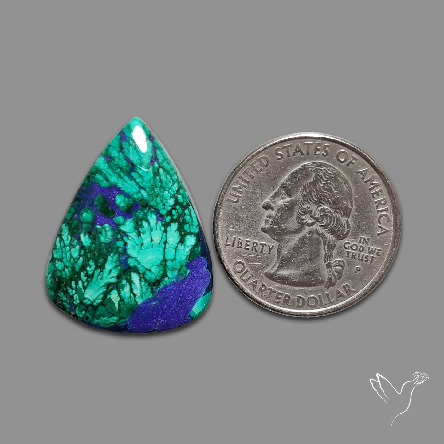 Malachite with Lapis Inlay Cabochon