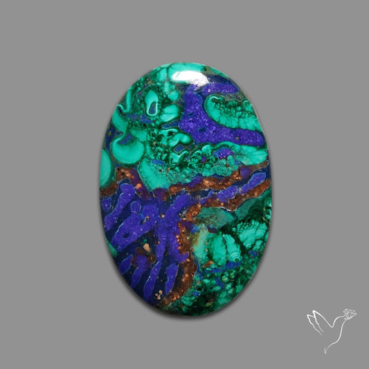 Malachite with Lapis Inlay Cabochon