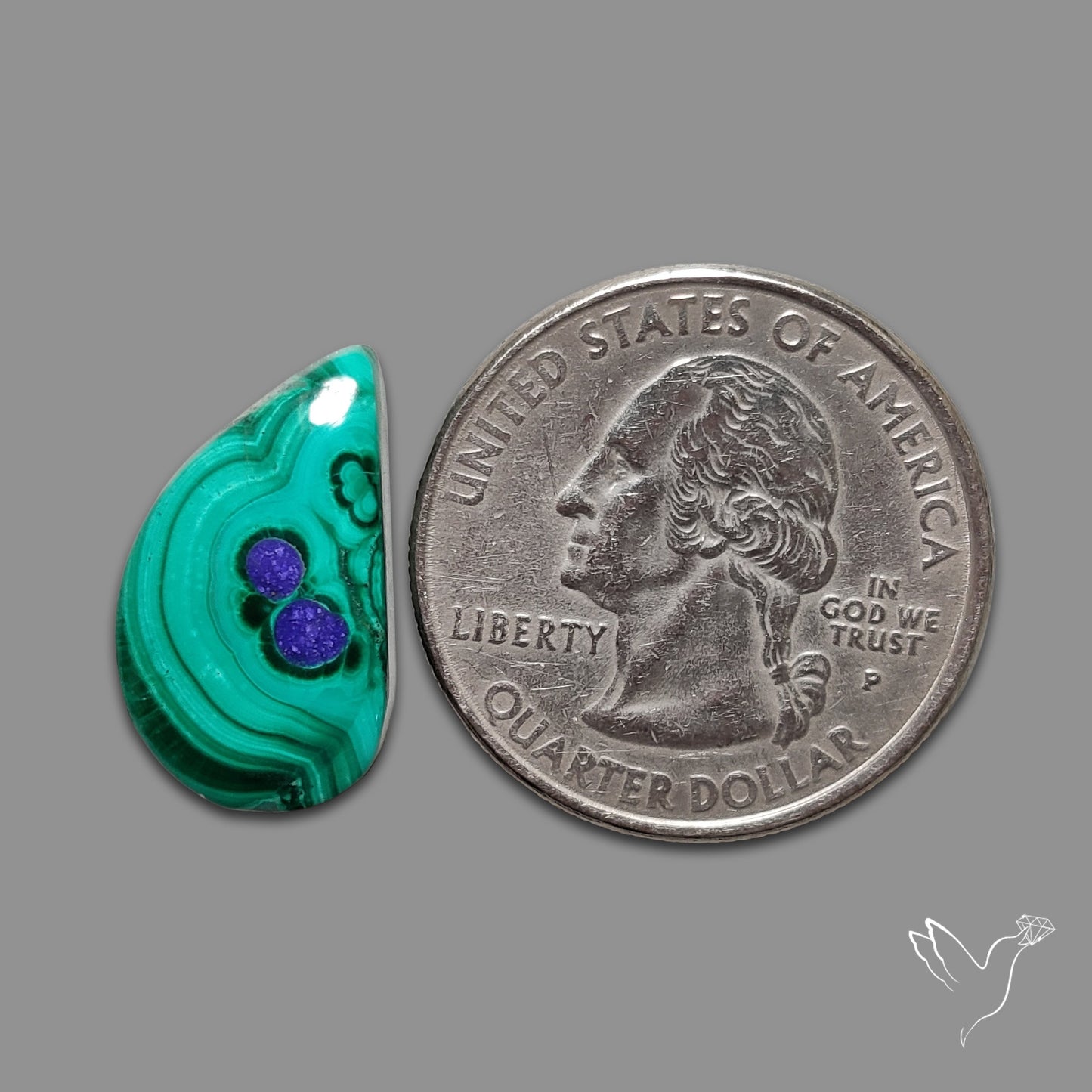 Malachite with Lapis Inlay Cabochon