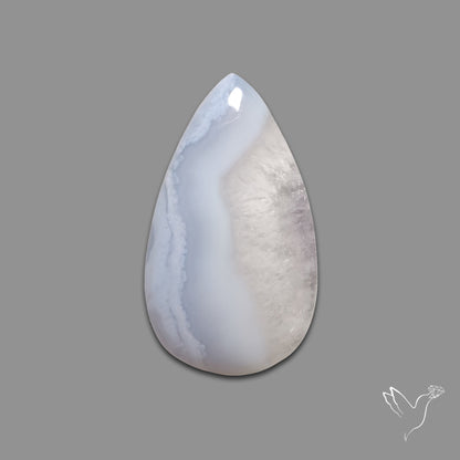 Blue Lace Agate Cabochon with Quartz Inclusion