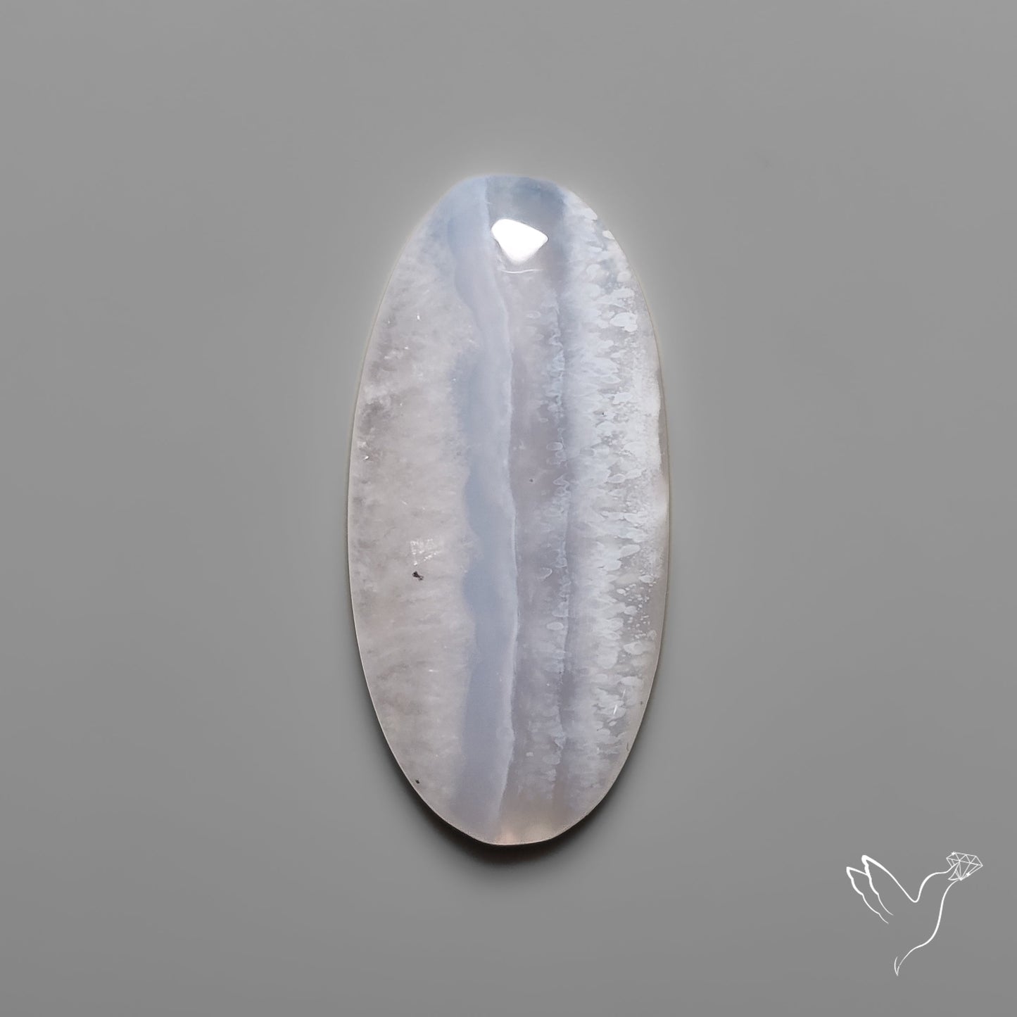Blue Lace Agate Cabochon with Quartz Inclusion