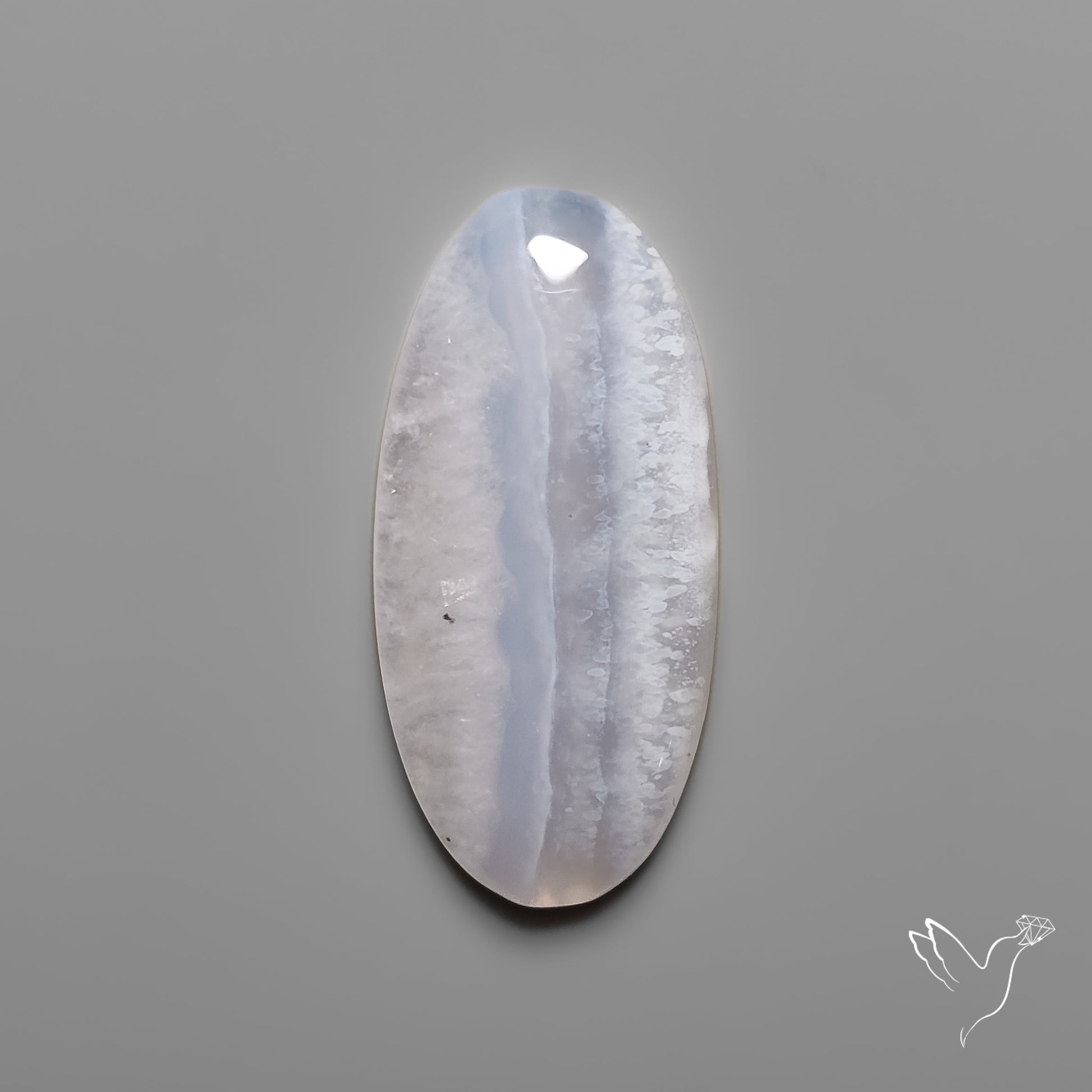 Blue Lace Agate Cabochon with Quartz Inclusion