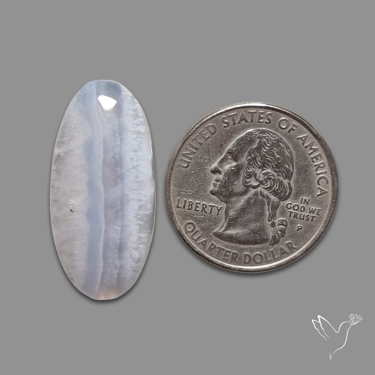 Blue Lace Agate Cabochon with Quartz Inclusion