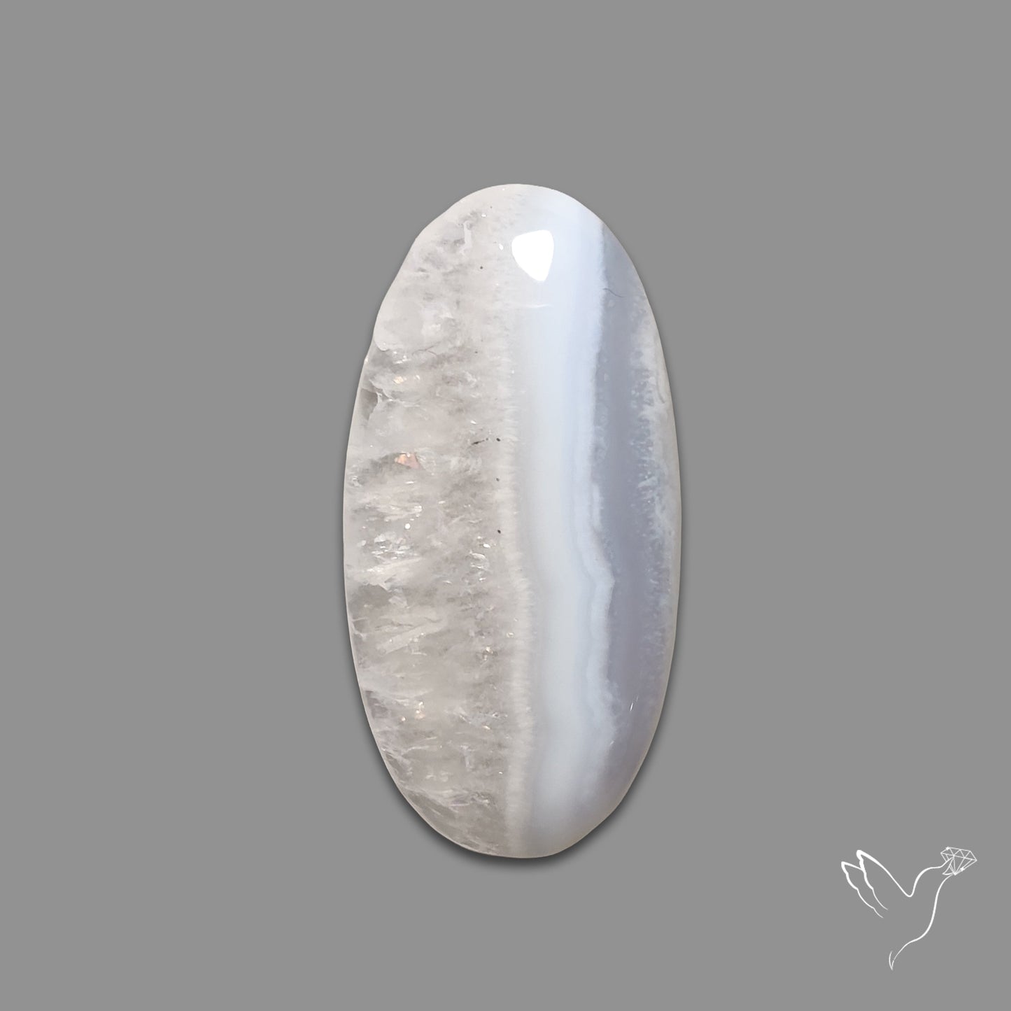 Blue Lace Agate Cabochon with Quartz Inclusion