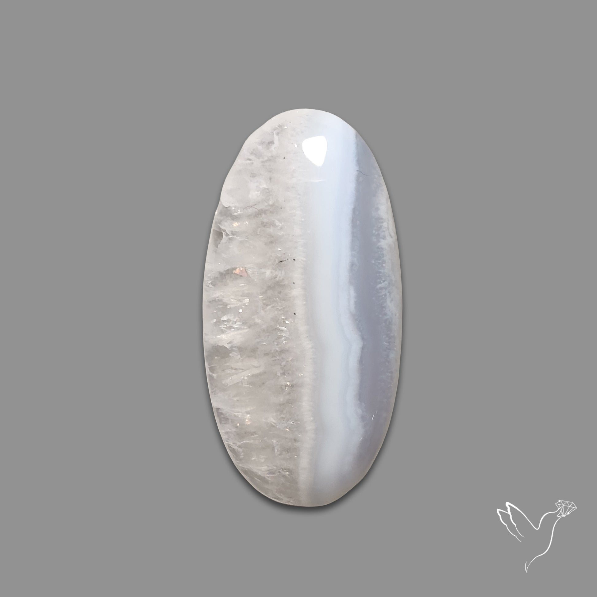 Blue Lace Agate Cabochon with Quartz Inclusion