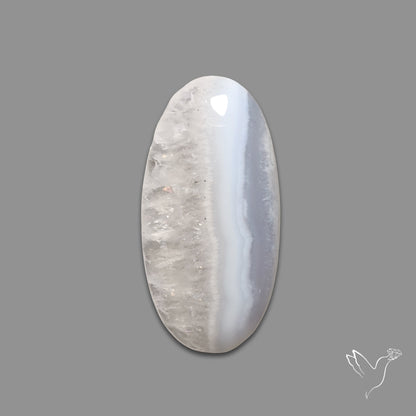 Blue Lace Agate Cabochon with Quartz Inclusion