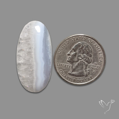 Blue Lace Agate Cabochon with Quartz Inclusion