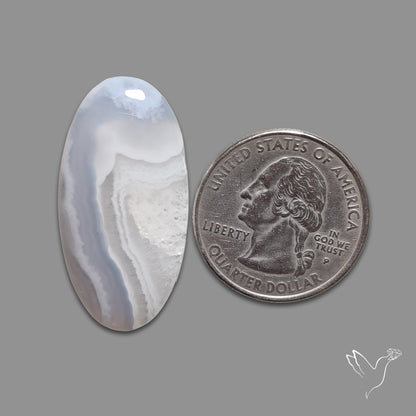 Blue Lace Agate Cabochon with Quartz Inclusion