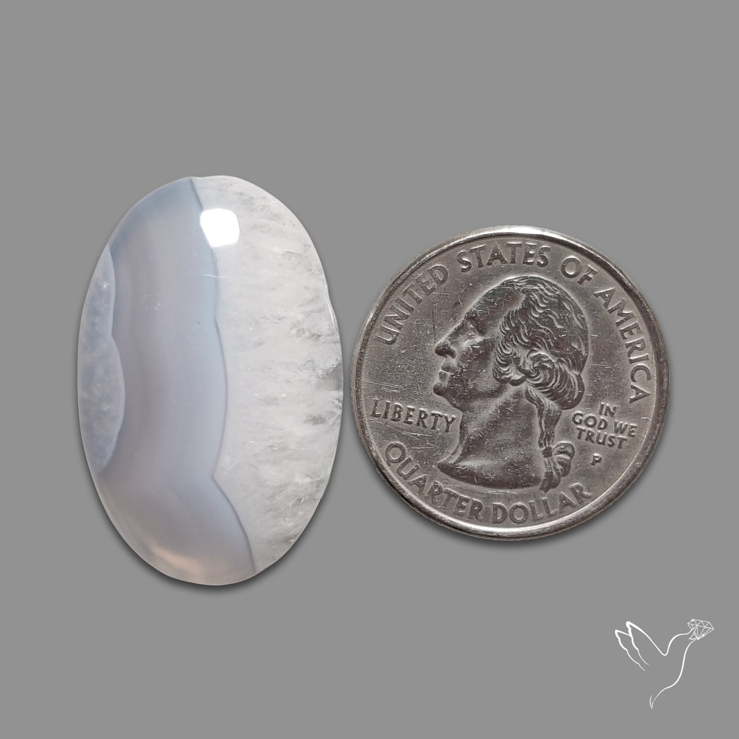 Blue Lace Agate Cabochon with Quartz Inclusion