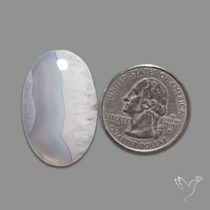 Blue Lace Agate Cabochon with Quartz Inclusion