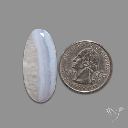 Blue Lace Agate Cabochon with Quartz Inclusion