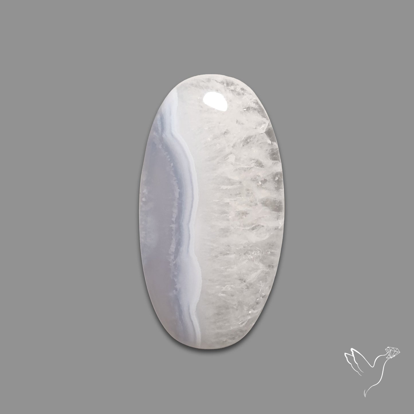 Blue Lace Agate Cabochon with Quartz Inclusion