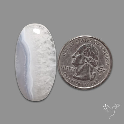 Blue Lace Agate Cabochon with Quartz Inclusion