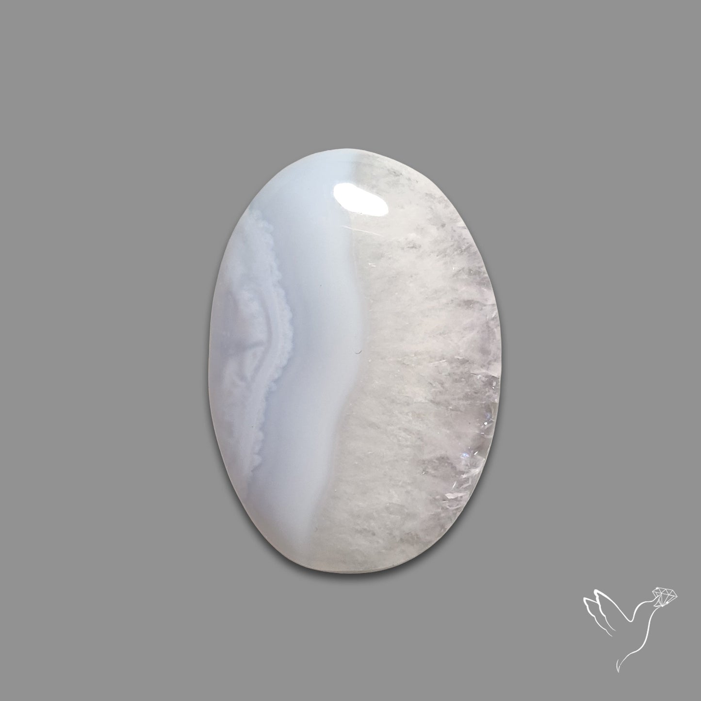 Blue Lace Agate Cabochon with Quartz Inclusion