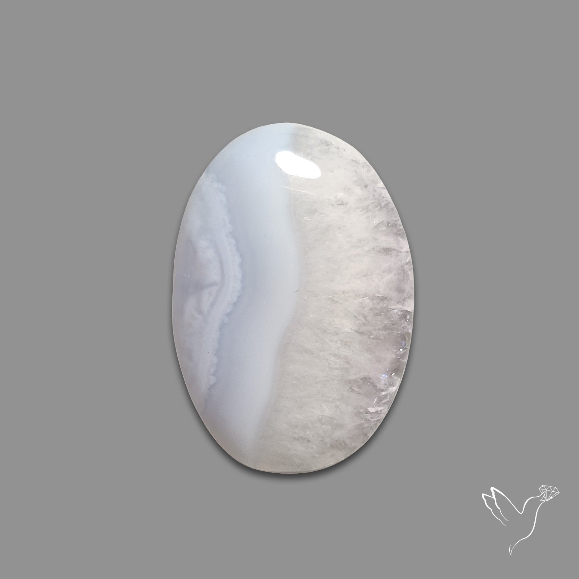 Blue Lace Agate Cabochon with Quartz Inclusion
