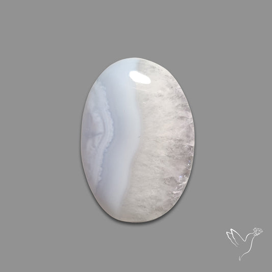 Blue Lace Agate Cabochon with Quartz Inclusion